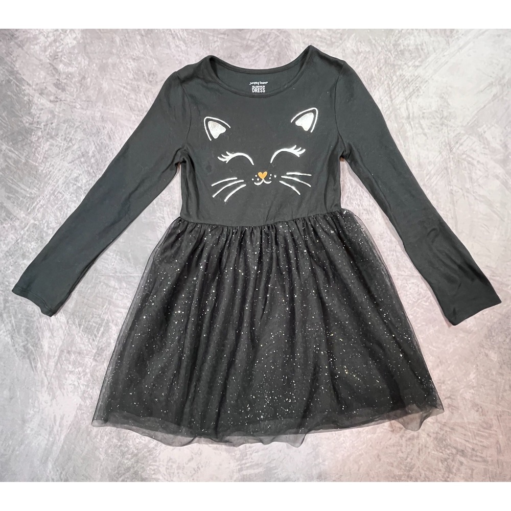 Jumping Beans All Day Play Tulle Dress Girls 6X Black Cat Halloween Empire Waist